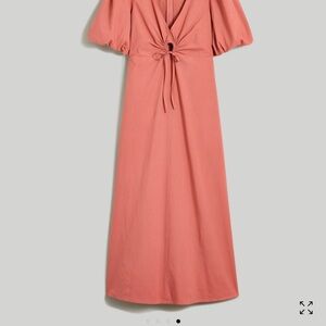 NWT Madewell Poplin Cutout Puff-Sleeve Midi Dress